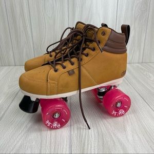 COPY - Chaya Brown Vintage Voyager Skates with Hot Pink Wheels